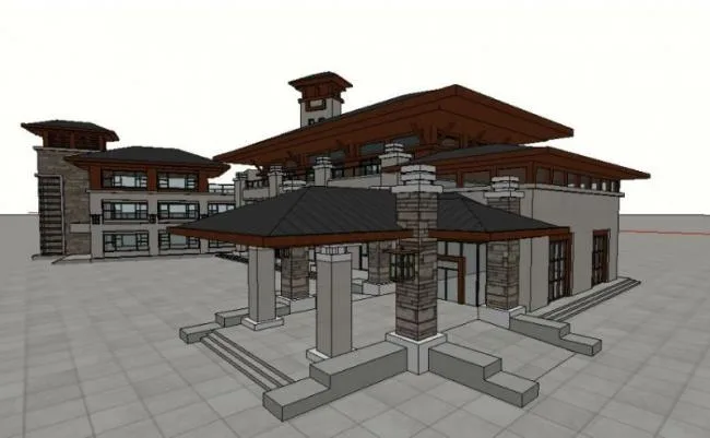 Sketchup商业模型|多层会所，古典风格