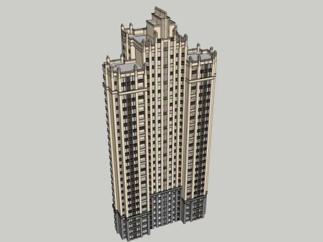 Sketchup住宅模型|高层住宅，古典风格