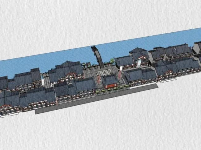 Sketchup商业模型|多层商业街，现代中式风格