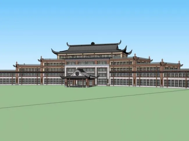 Sketchup酒店模型|多层酒店，中式风格