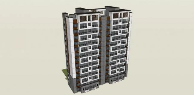 Sketchup住宅模型|高层住宅，现代风格