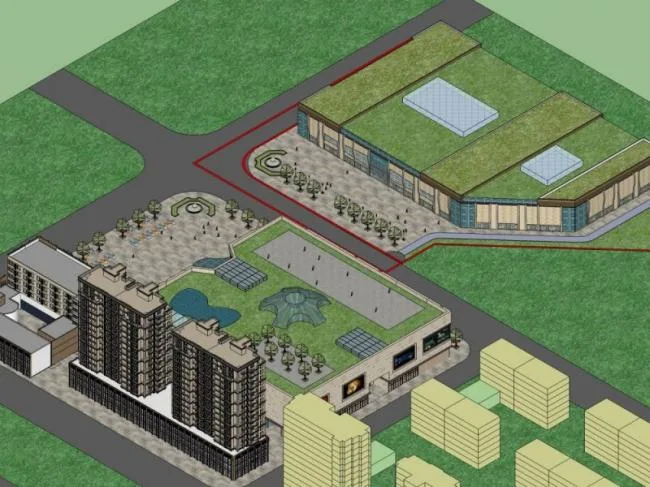 Sketchup住宅模型|高层商住小区，居住建筑，古典风格