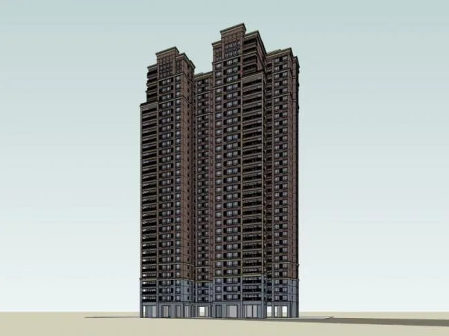 Sketchup住宅模型|超高层住宅，居住建筑，古典风格