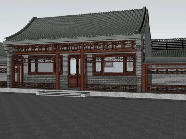 Sketchup住宅模型|四合院，中式风格