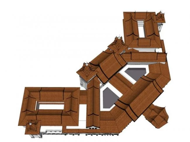 Sketchup商业模型|多层商业街，东南亚风格，多重坡屋顶