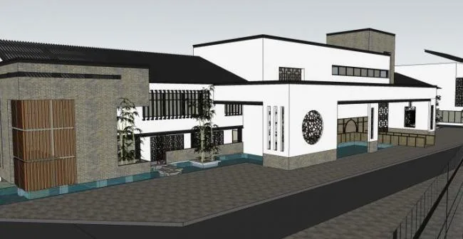 Sketchup酒店模型|多层度假村，现代中式风格