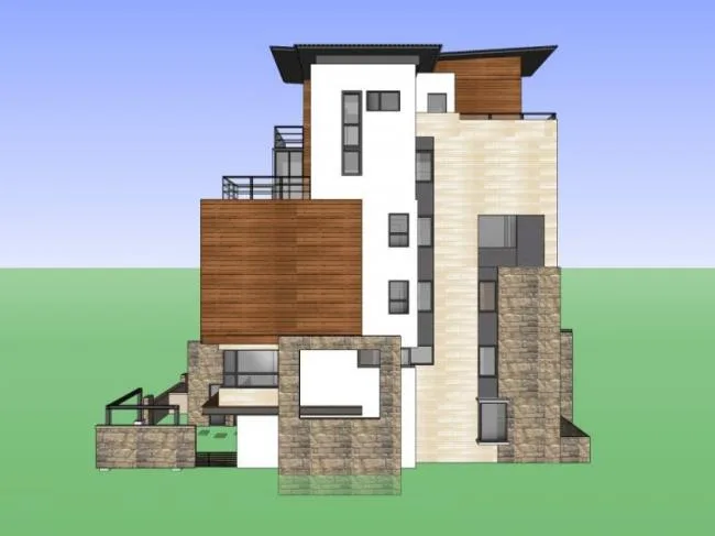 Sketchup住宅模型|联排住宅，多层，现代风格
