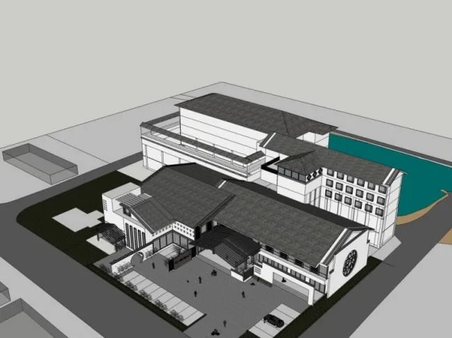 Sketchup酒店模型|多层酒店，现代中式风格
