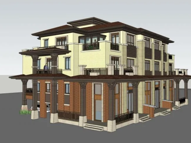 Sketchup住宅模型|多层住宅，花园洋房，现代风格