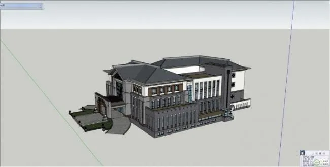 Sketchup酒店模型|多层酒店会所，中式风格