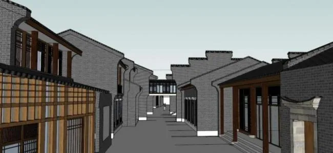 Sketchup酒店模型|低层酒店群，中式风格