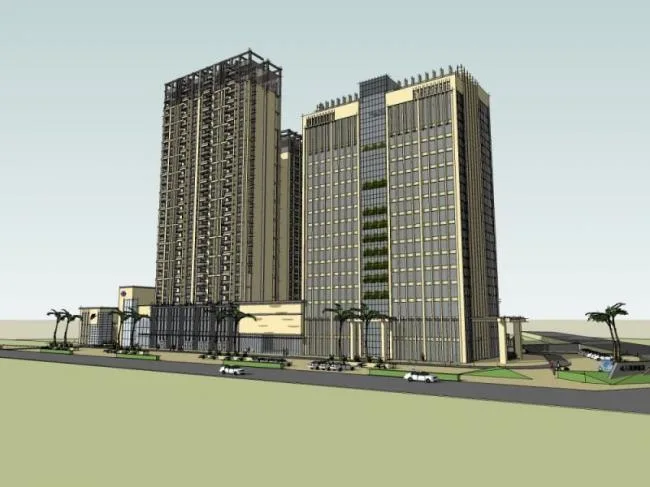 Sketchup住宅模型|高层住宅，底层商业，办公，居住建筑，古典风格