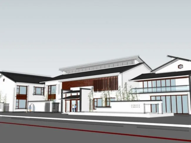 Sketchup商业模型|低层会所，现代中式风格