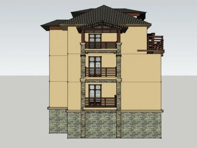 Sketchup住宅模型|多层住宅，古典风格