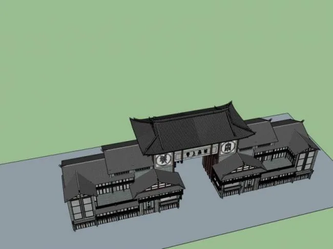Sketchup商业模型|多层商业街，中式风格
