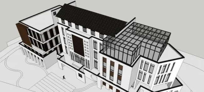 Sketchup商业模型|多层会所，现代中式风格