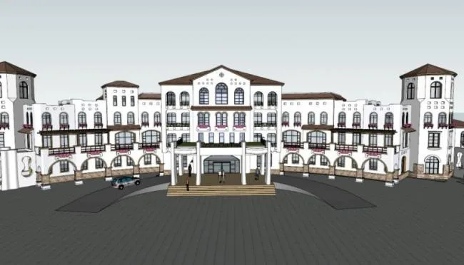 Sketchup商业模型|多层商业会所，西班牙风格，古典风格