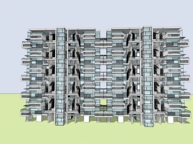 Sketchup住宅模型|高层住宅，现代风格