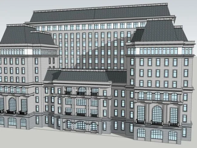 Sketchup酒店模型|多层办公酒店，现代风格