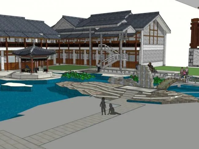 Sketchup酒店模型|多层酒店，中式风格