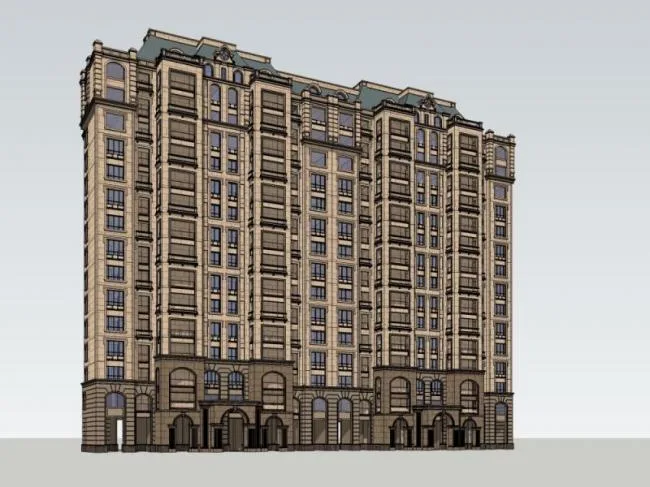 Sketchup住宅模型|高层住宅，法式风格，居住建筑，古典风格