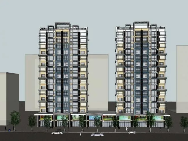 Sketchup住宅模型|高层住宅，现代风格
