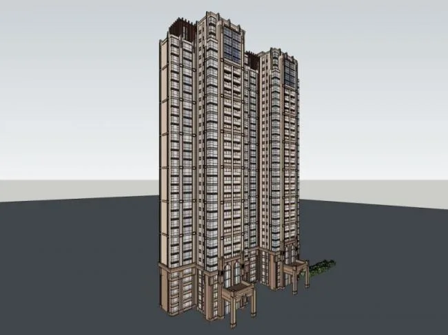 Sketchup住宅模型|超高层住宅，居住建筑，古典风格