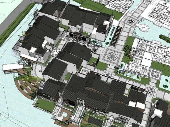 Sketchup住宅模型|低层住宅，中式风格