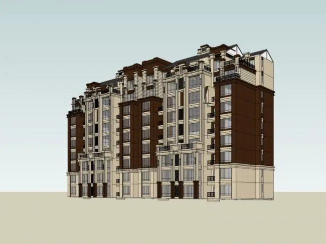 Sketchup住宅模型|多层住宅，居住建筑，古典风格