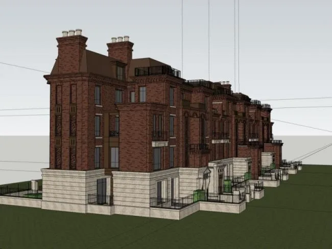 Sketchup住宅模型|多层联排住宅，居住建筑，古典风格，欧式风格
