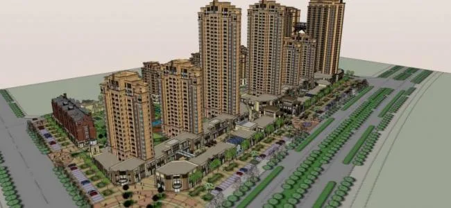 Sketchup住宅模型|超高层住宅楼，底层商业，居住建筑，古典风格