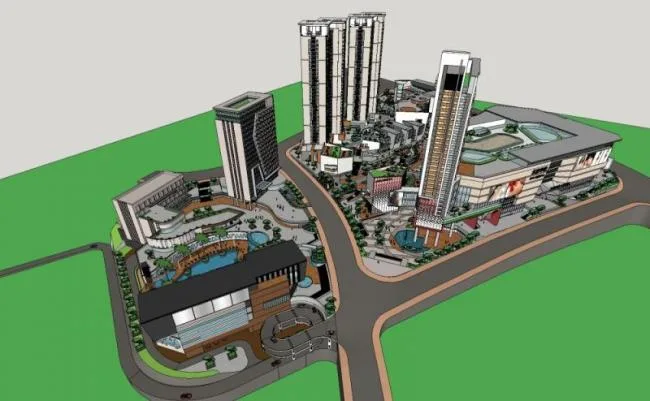 Sketchup住宅模型|超高层居住区，底层商业，现代风格