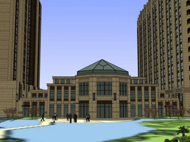Sketchup住宅模型|高层住宅楼，居住建筑，古典风格