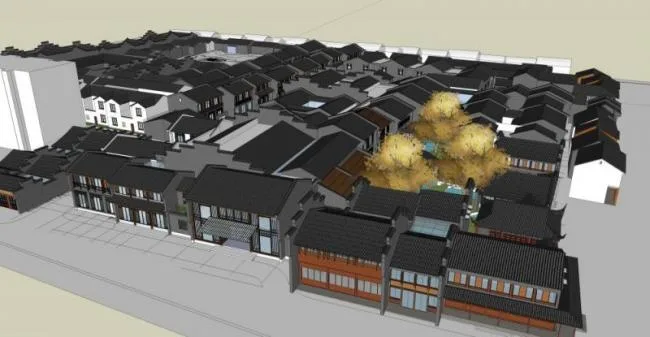 Sketchup酒店模型|多层酒店，中式风格