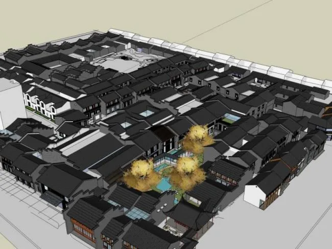 Sketchup酒店模型|多层酒店，中式风格