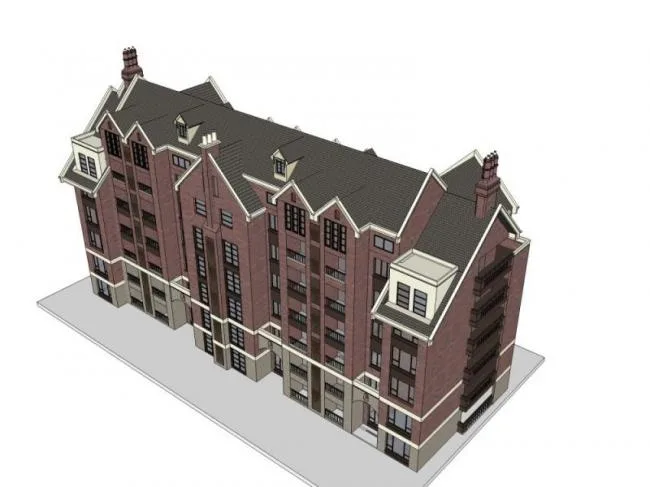 Sketchup住宅模型|多层住宅楼，欧式风格，古典风格
