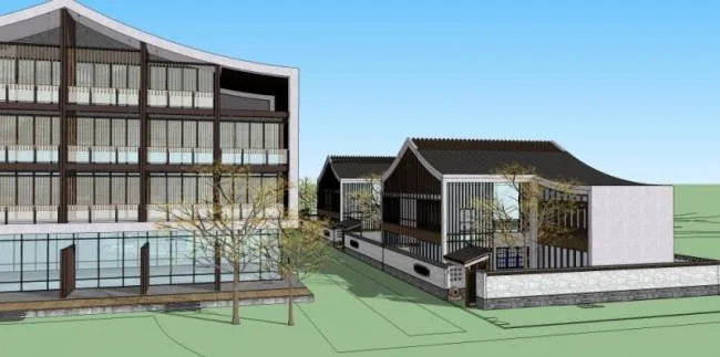 Sketchup酒店模型|多层酒店，中式风格