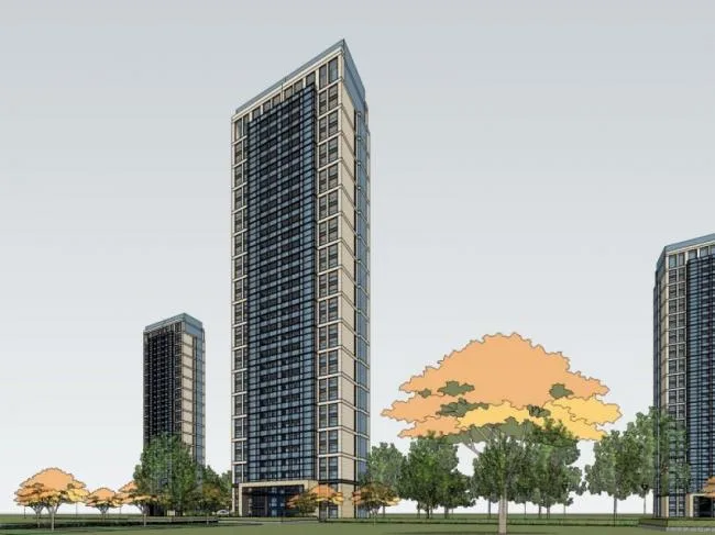 Sketchup住宅模型|超高层住宅楼，现代风格