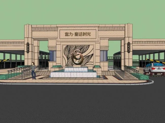 Sketchup酒店模型|会所入口，古典风格