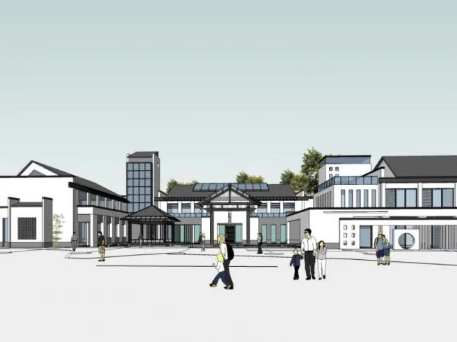 Sketchup商业模型|低层会所，现代中式风格