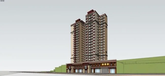Sketchup住宅模型|高层住宅，藏式风格
