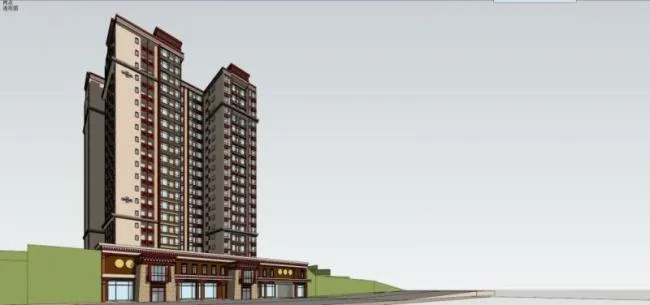 Sketchup住宅模型|高层住宅，藏式风格