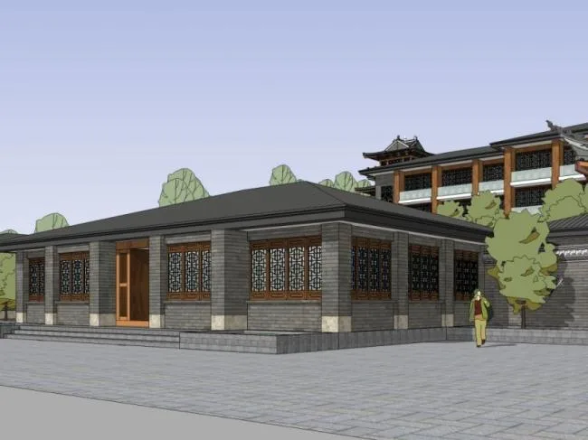 Sketchup酒店模型|多层酒店，中式风格
