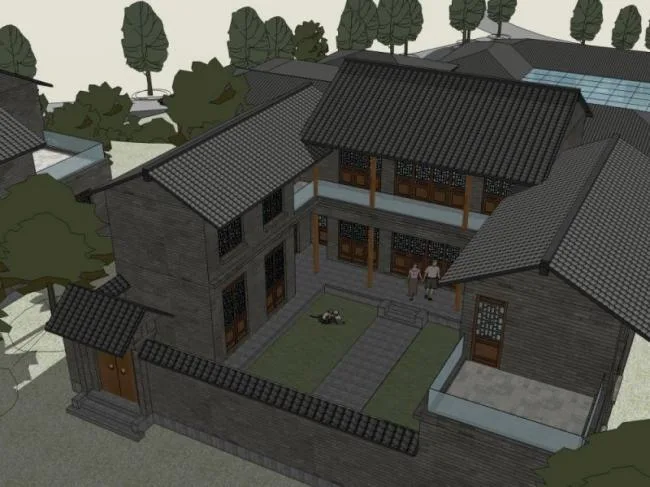 Sketchup酒店模型|多层酒店，中式风格