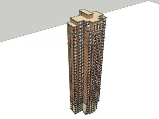 Sketchup住宅模型|超高层住宅楼，英式风格，居住建筑，古典风格