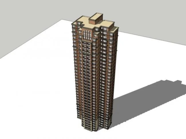 Sketchup住宅模型|超高层住宅楼，英式风格，居住建筑，古典风格