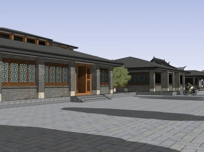 Sketchup酒店模型|低层酒店，中式风格