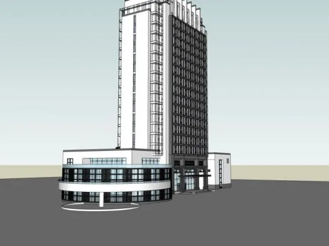 Sketchup酒店模型|高层酒店，现代中式风格