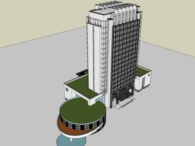 Sketchup酒店模型|高层酒店，现代中式风格