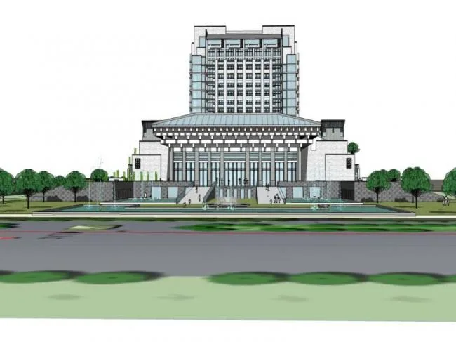 Sketchup酒店模型|高层酒店，中式风格